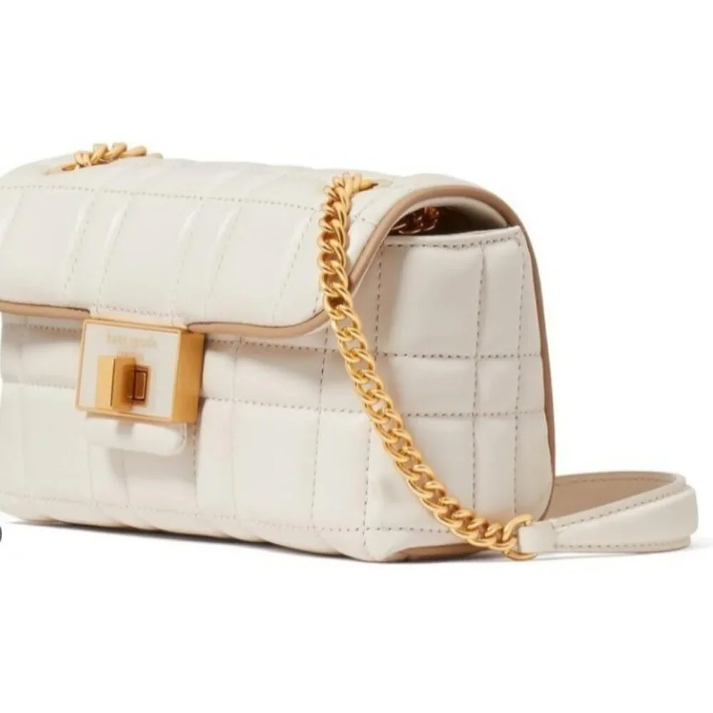 KATE SPADE NY Evelyn quilted leather mini shoulder crossbody + Dust bag IVORY